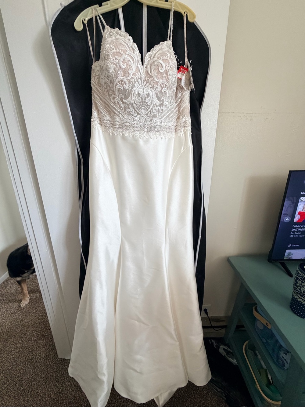 Maggie Sottero Ivory Satin & Lace Wedding Dress